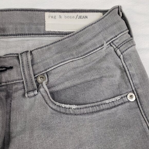 rag & bone Grey Skinny Jeans Size 27 Raw Hem Distressed Low Rise Grunge Denim - Picture 5 of 16